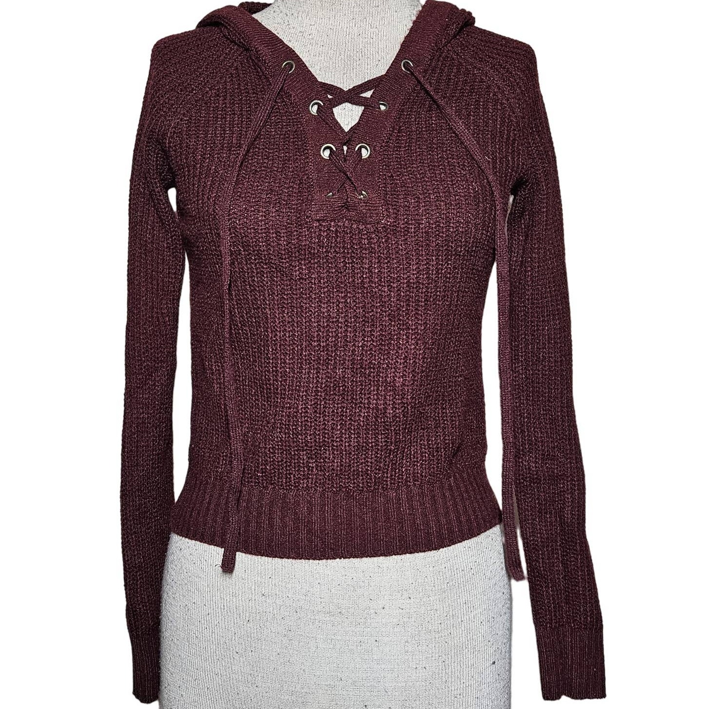 Red Cropped Hooded Sweater Size Xs